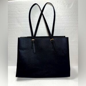 Elegant Black Laptop Tote Bag Solid Large Handbag